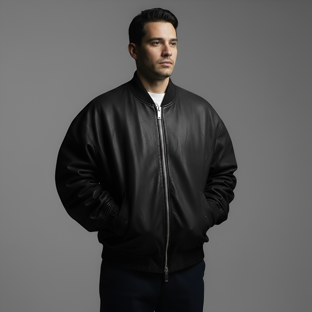 Luxe Black Bomber Jacket
