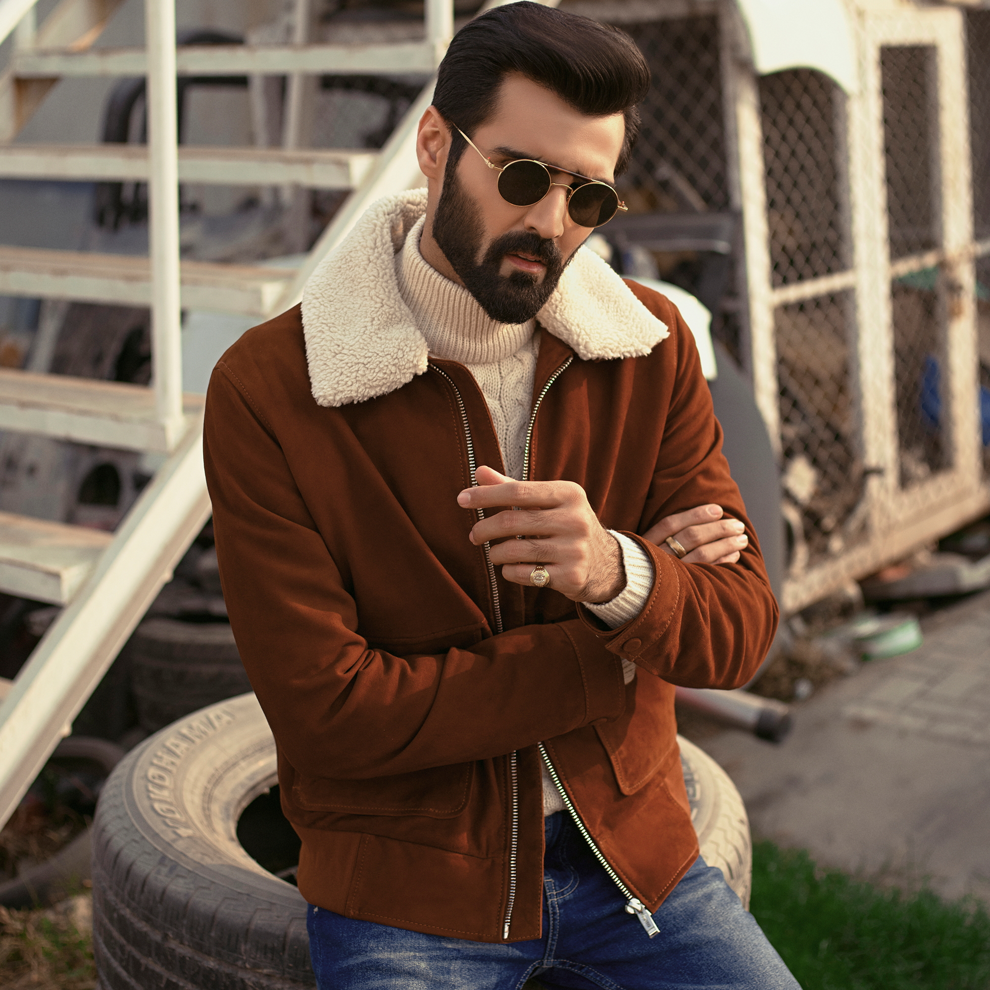 Bomber Leather Jacket Suede Leather