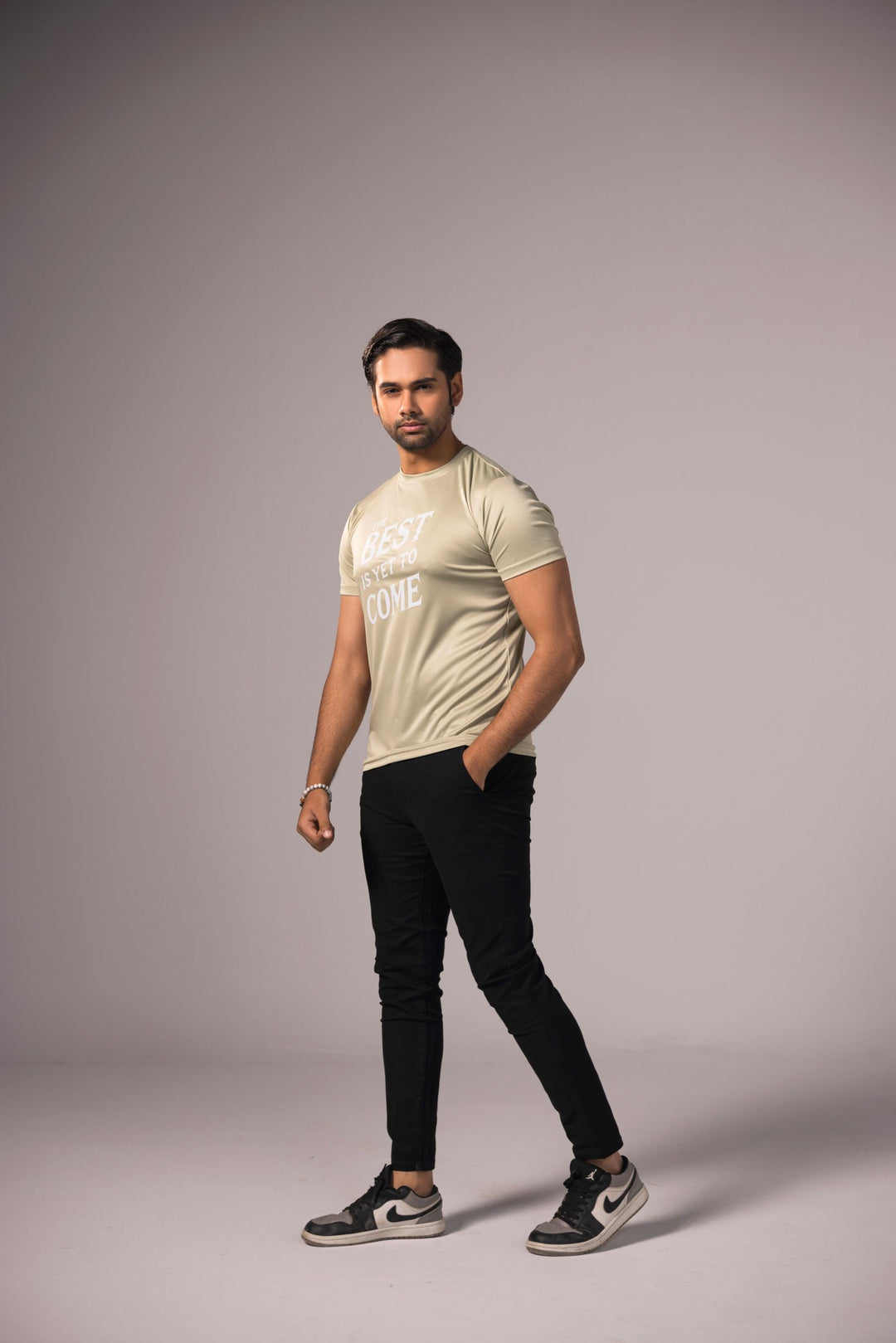 Men Basic Graphic Tees - Beige