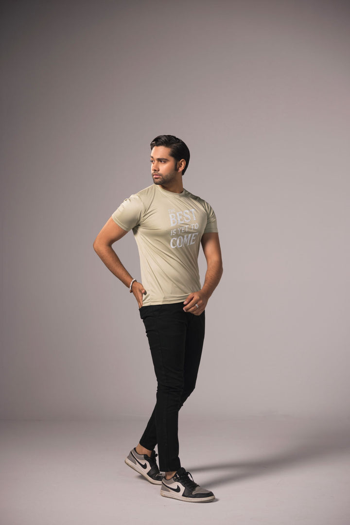 Men Basic Graphic Tees - Beige