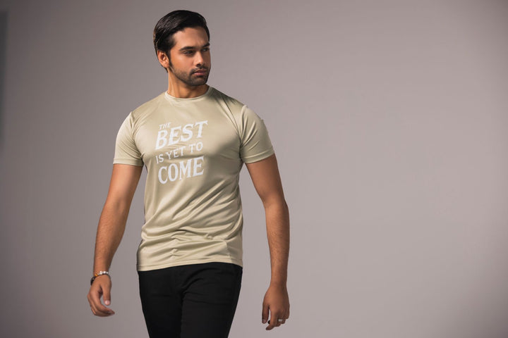 Men Basic Graphic Tees - Beige