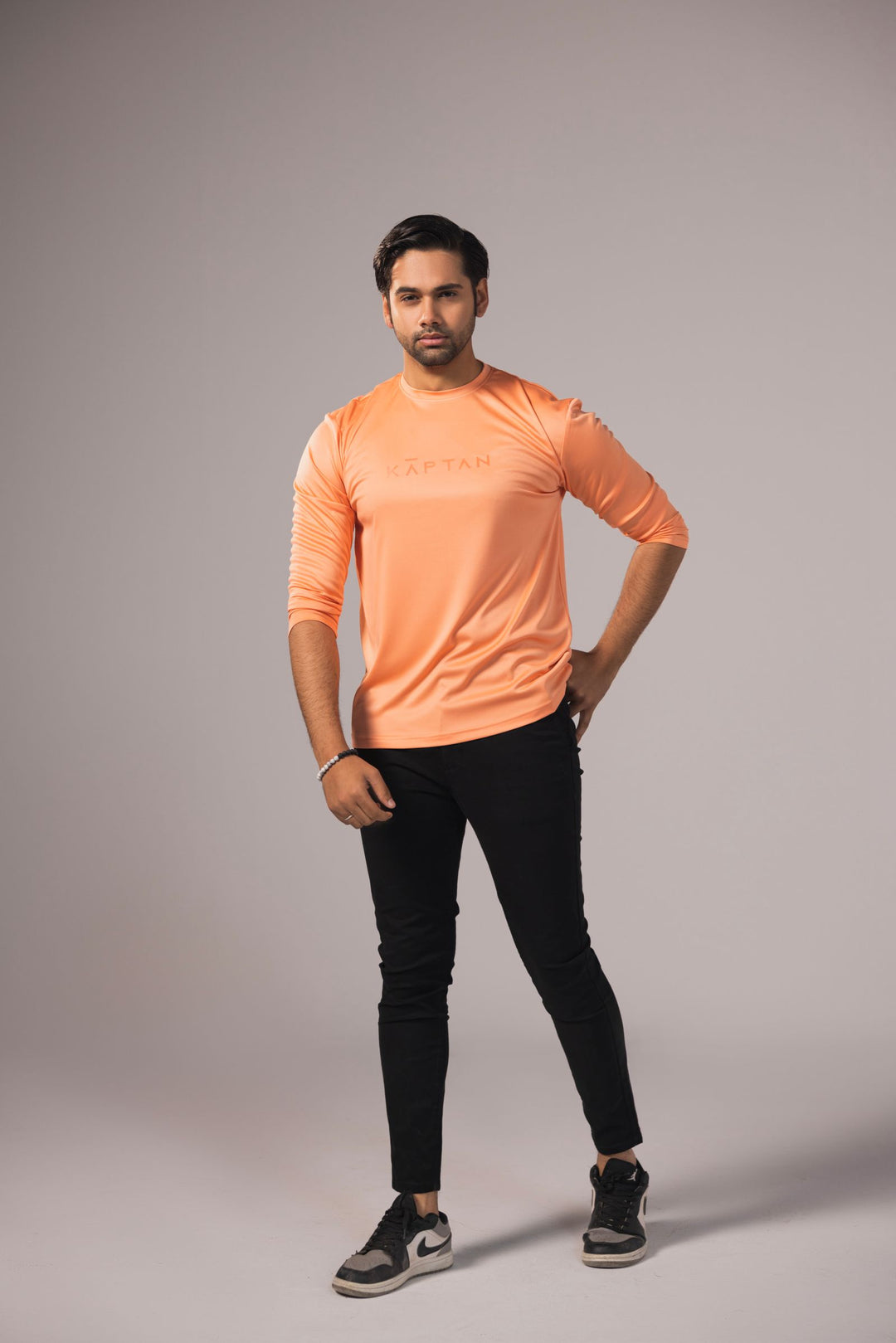 Men Long Sleeve T-Shirt - Peach