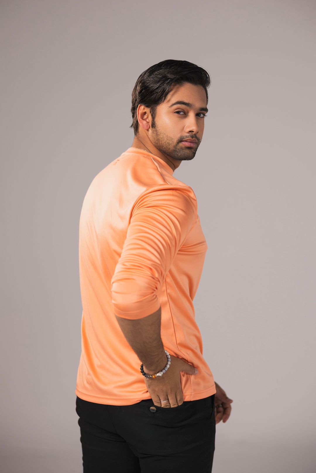 Men Long Sleeve T-Shirt - Peach