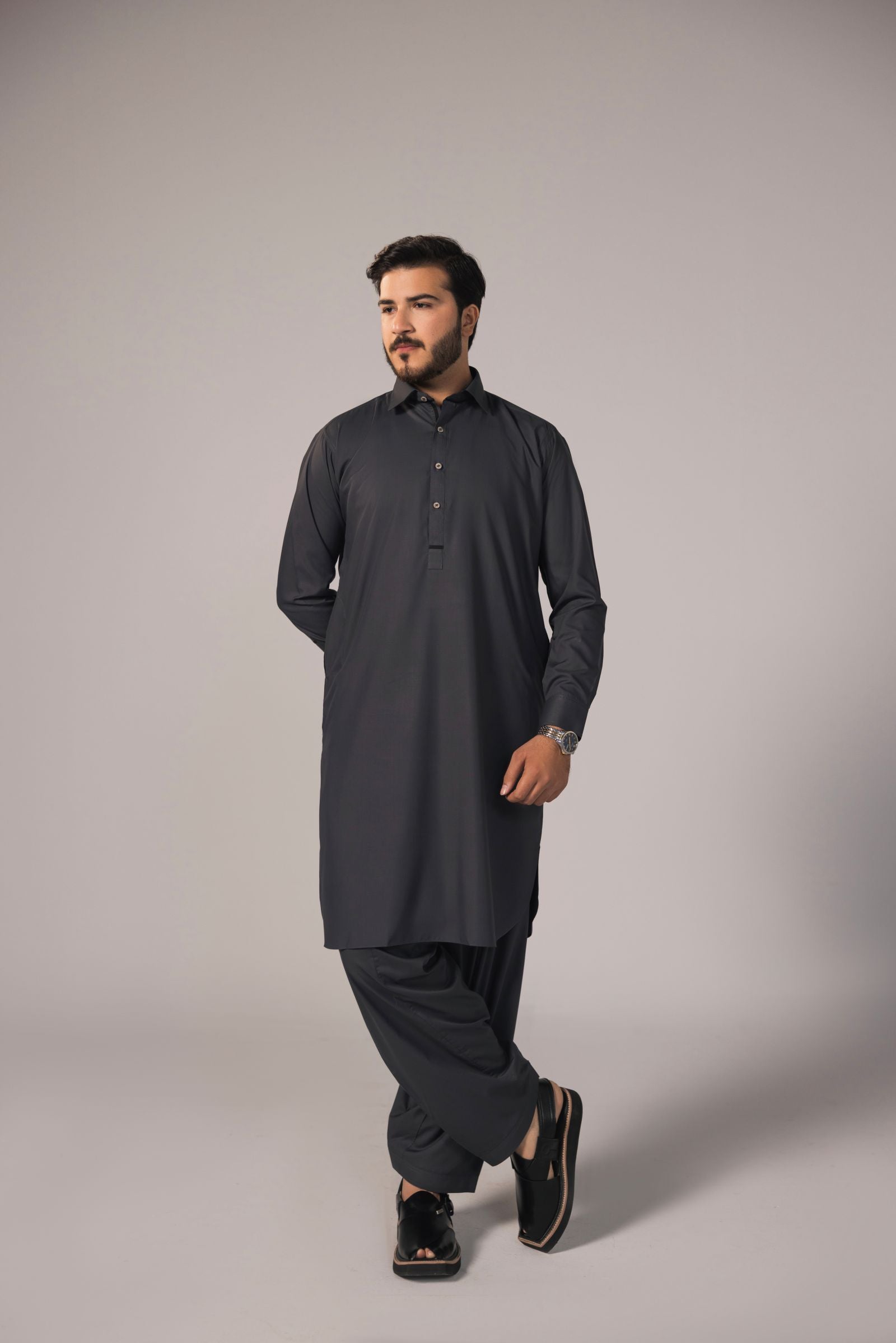 Regal Ease - Dark Grey Shalwar Kameez