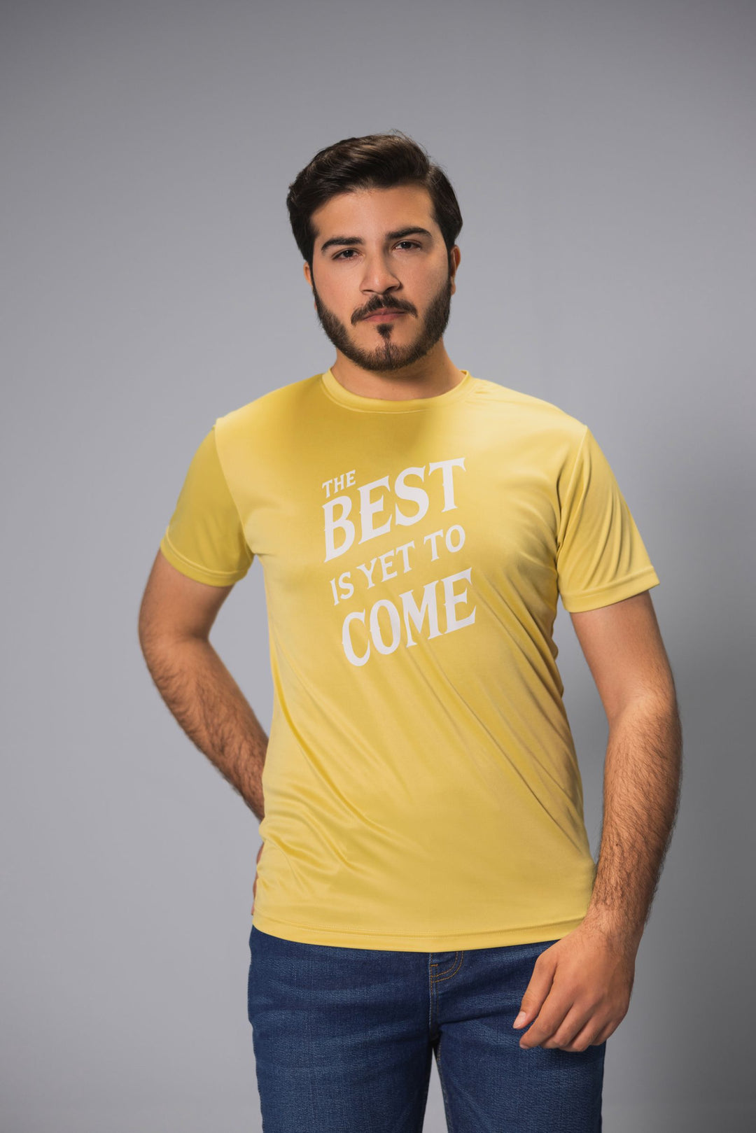 Men Basic Graphic Tees - Light Tan