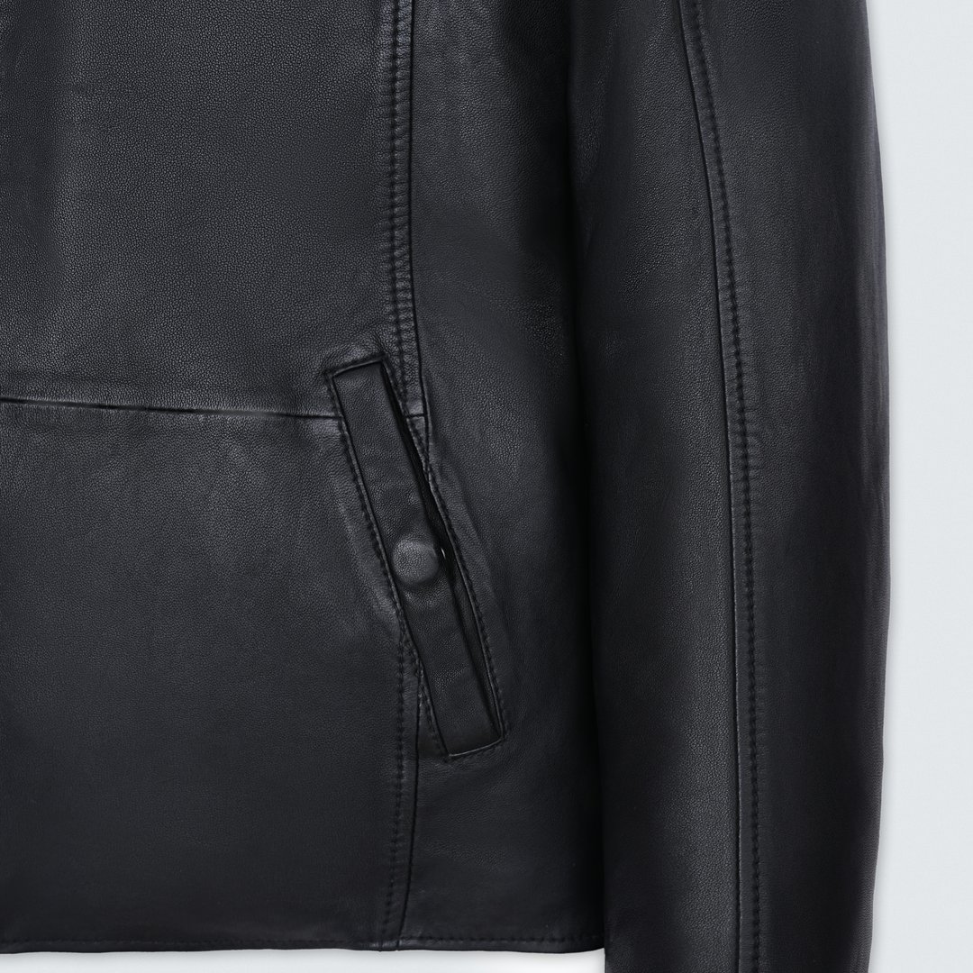 Black Biker Style Leather Jacket