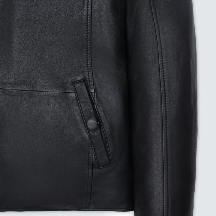 Black Biker Style Leather Jacket