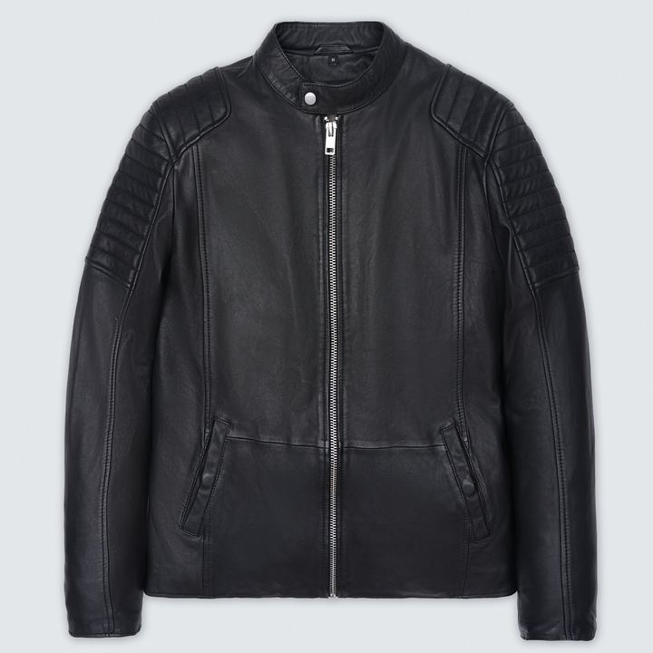 Black Biker Style Leather Jacket