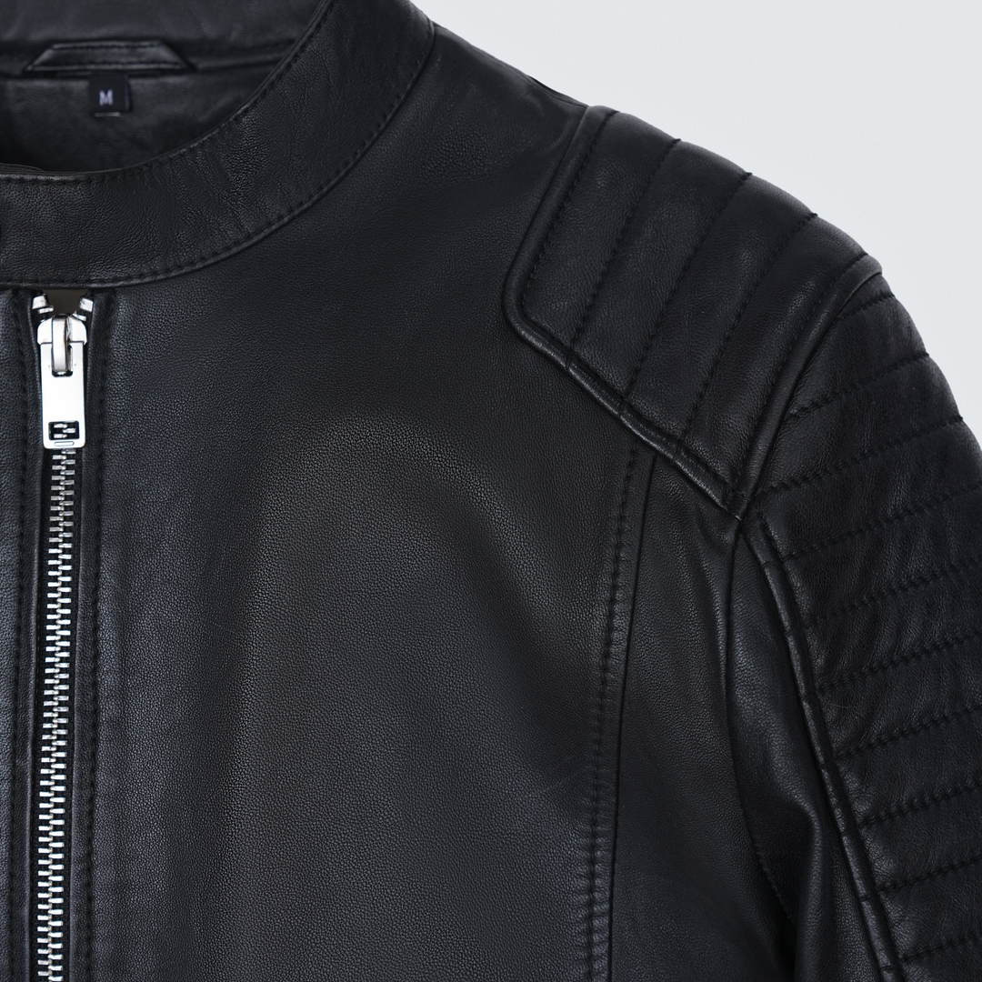 Black Biker Style Leather Jacket