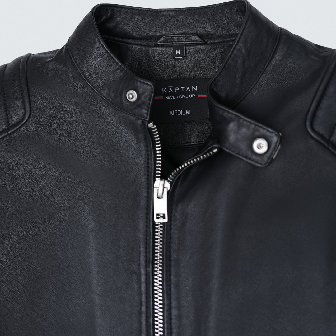 Black Biker Style Leather Jacket