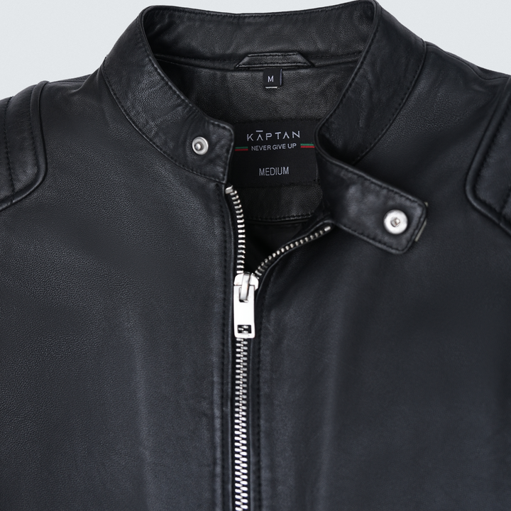 Black Biker Style Leather Jacket
