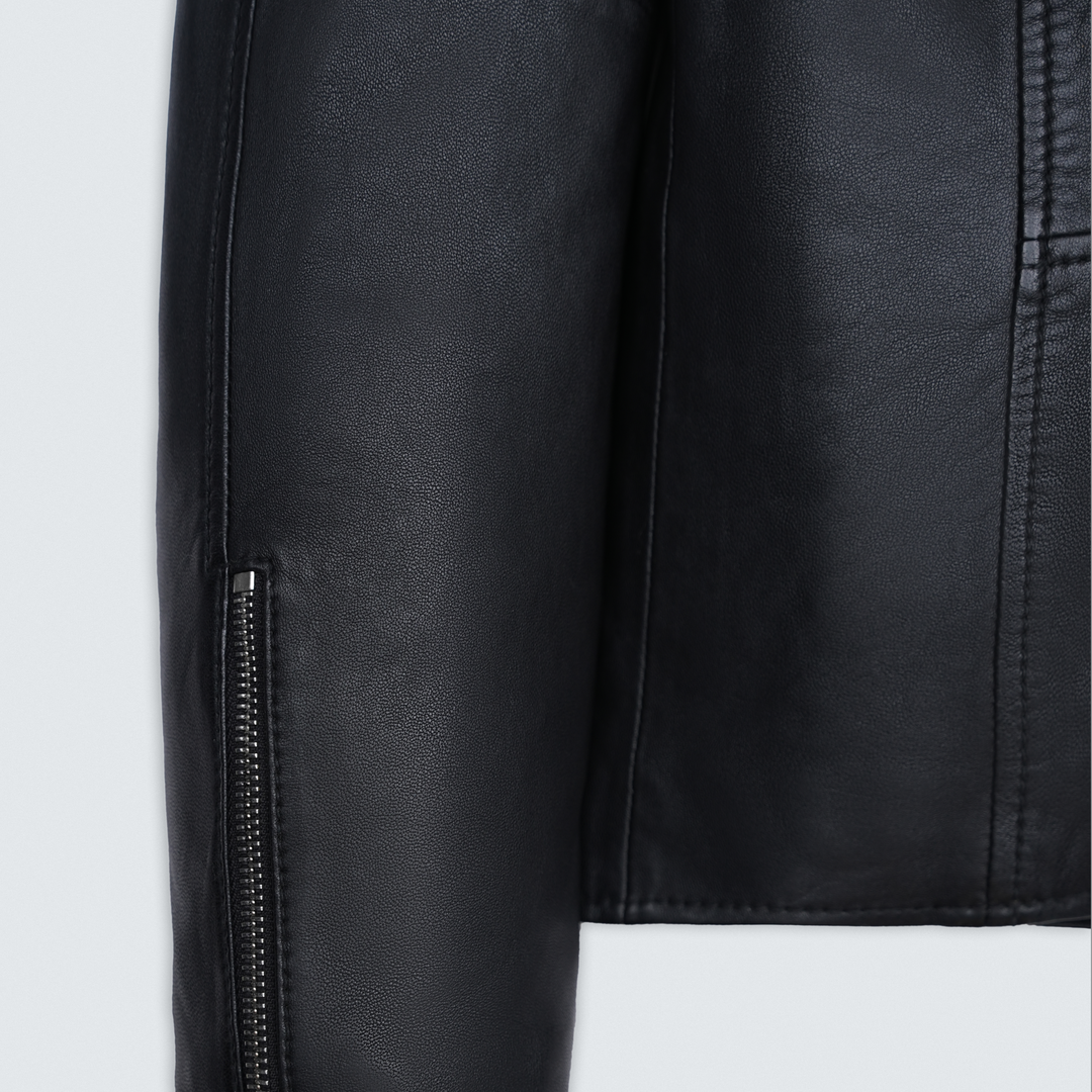 Black Biker Style Leather Jacket