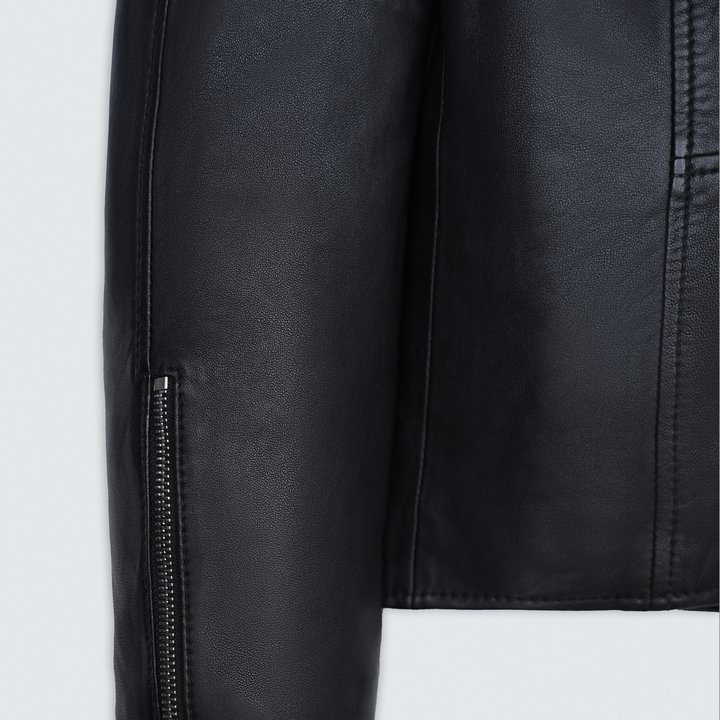 Black Biker Style Leather Jacket