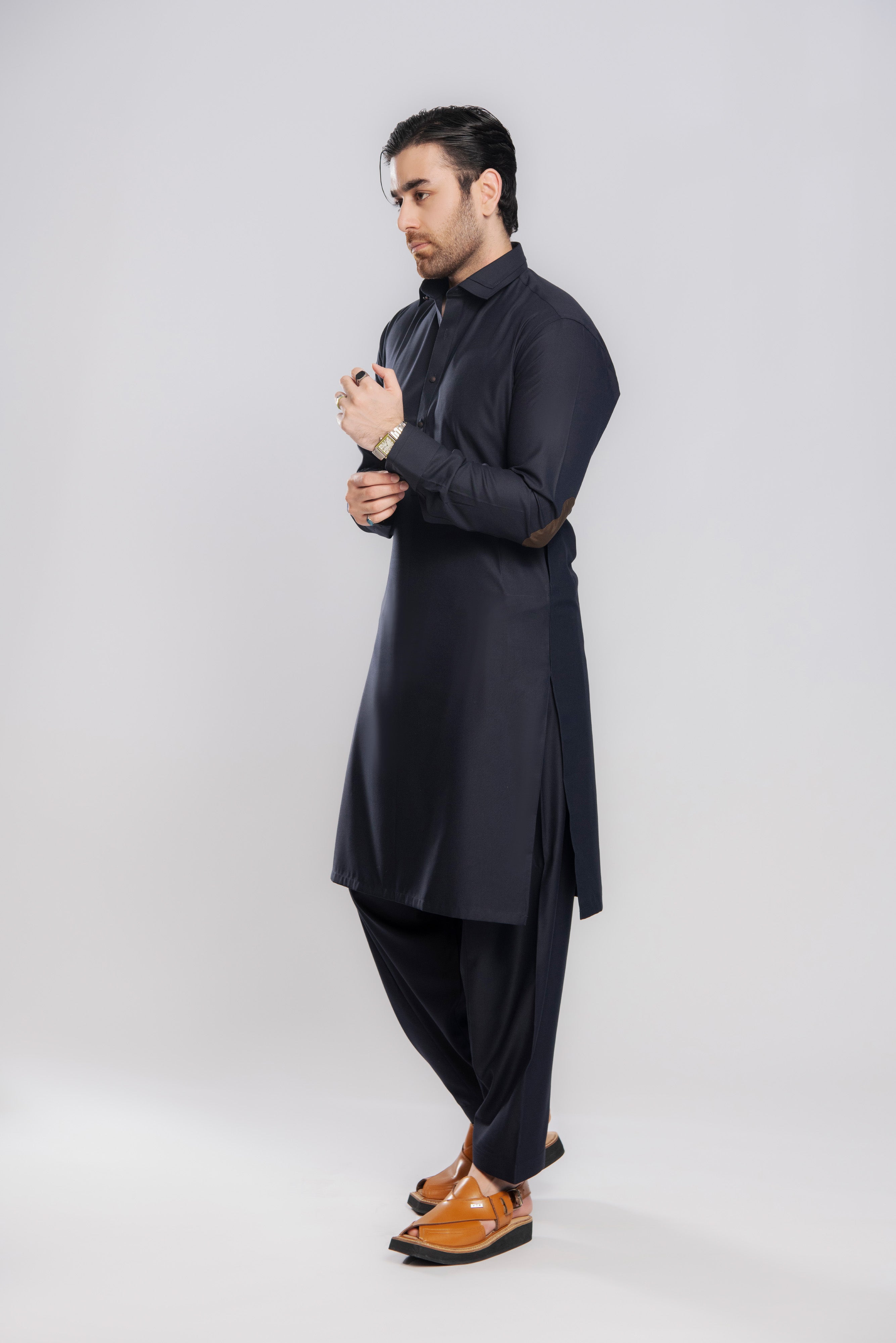 Serene Winter Navy Blue Shalwar Kameez | Kaptan