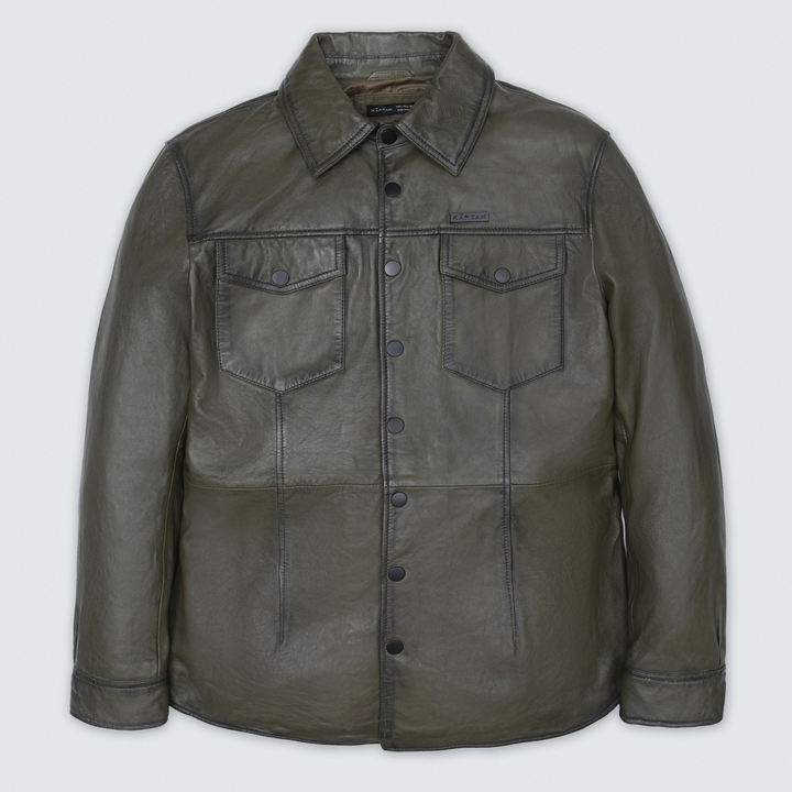 Olive Premium Leather Shacket