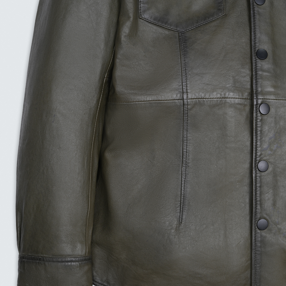 Olive Premium Leather Shacket