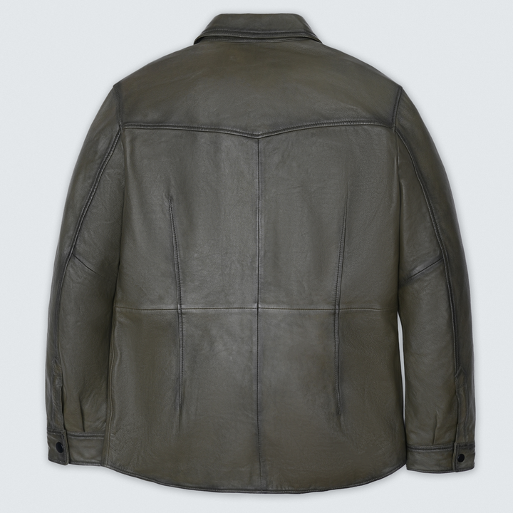 Olive Premium Leather Shacket