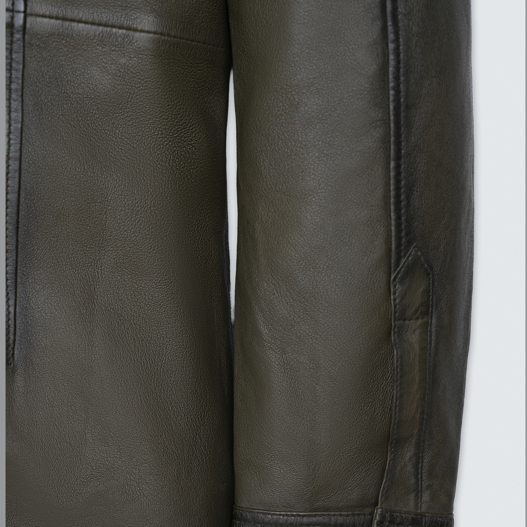 Olive Premium Leather Shacket