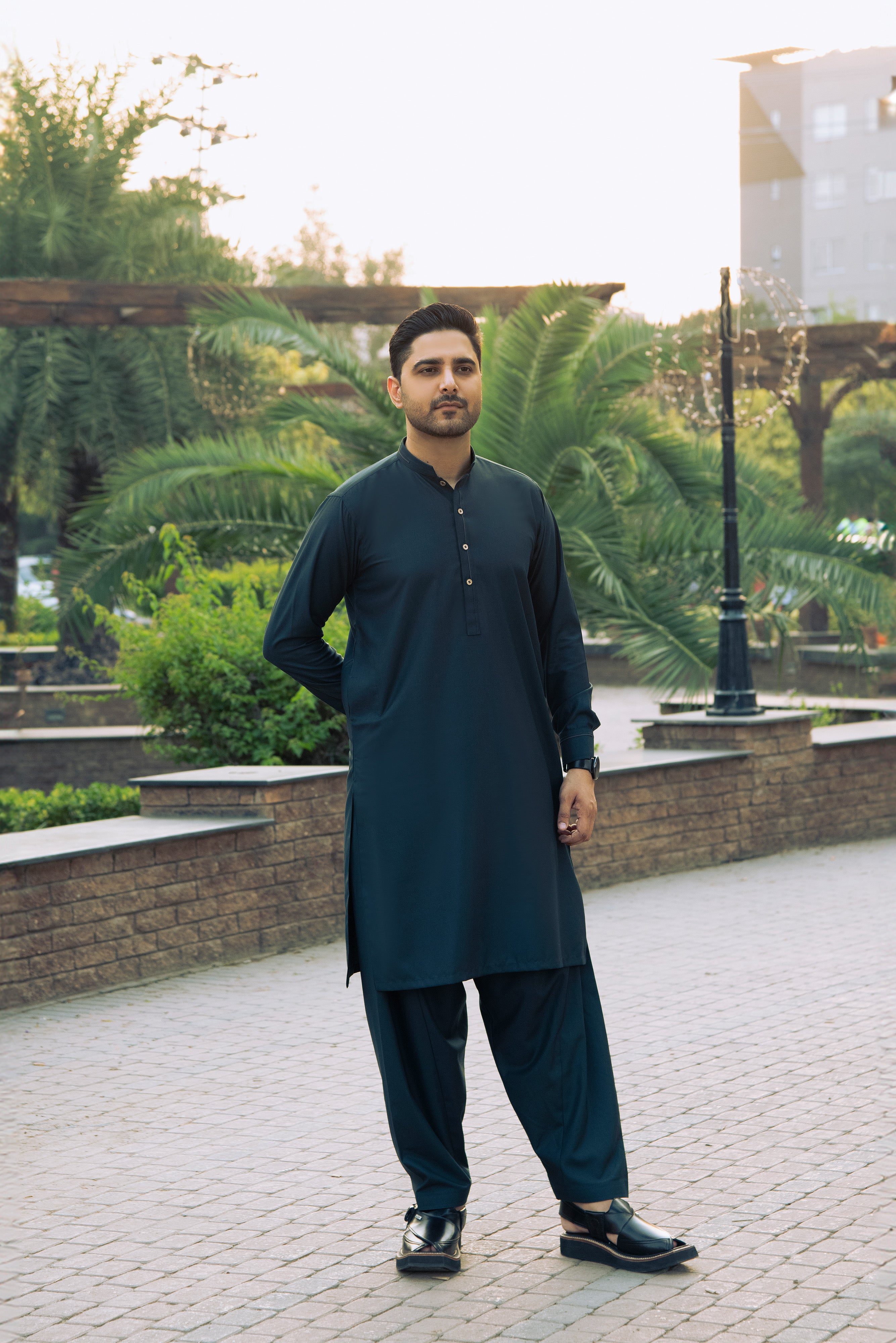 Subtle Frost Shalwar Kameez - Teal | Kaptan