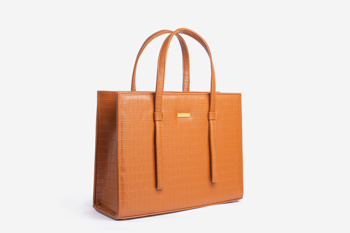Croc Luxe Tote - Tan
