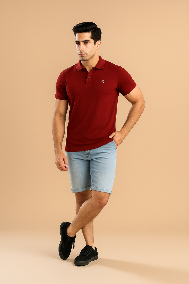 Men Basic Polo Shirt - Maroon