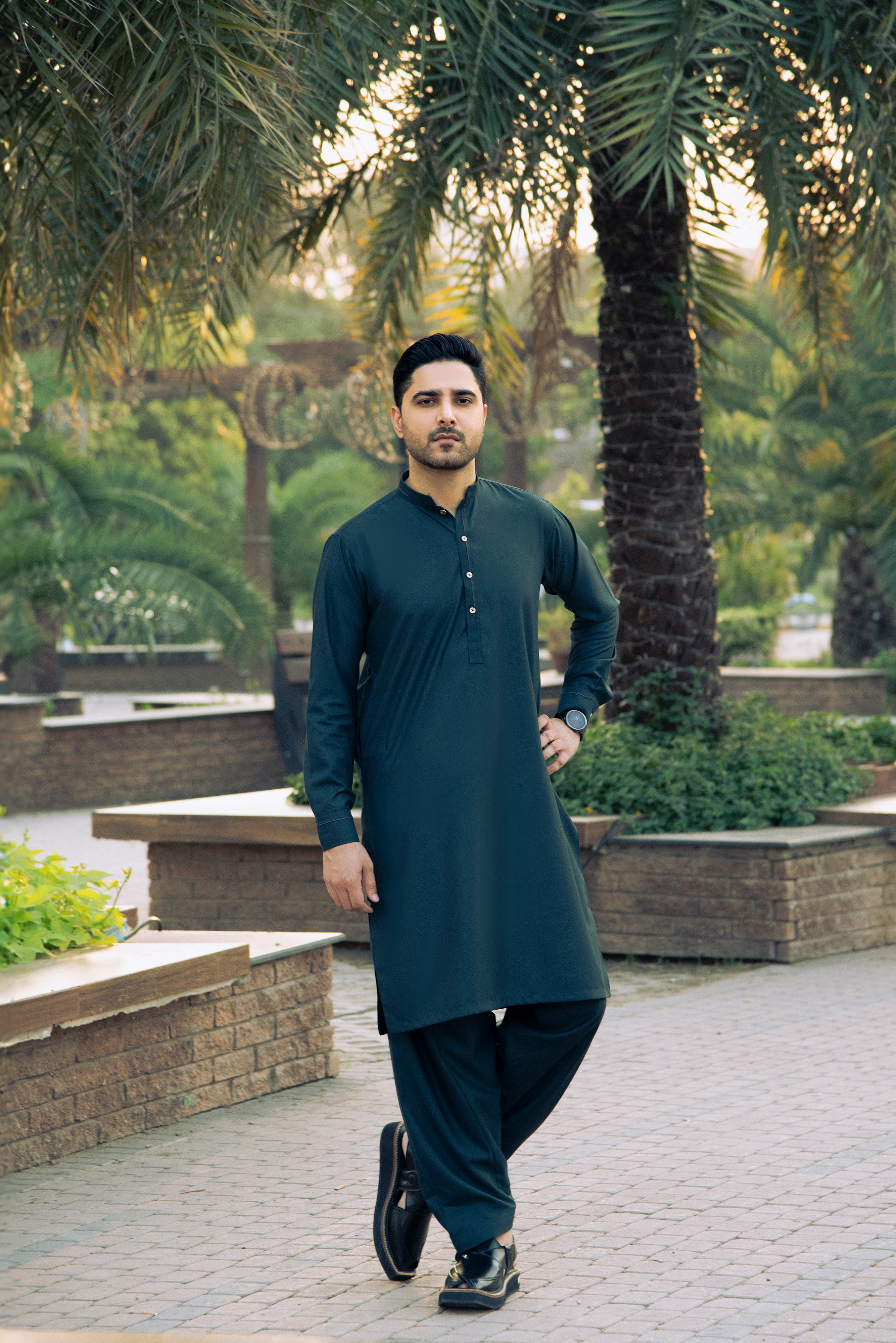 Subtle Frost Shalwar Kameez - Teal | Kaptan