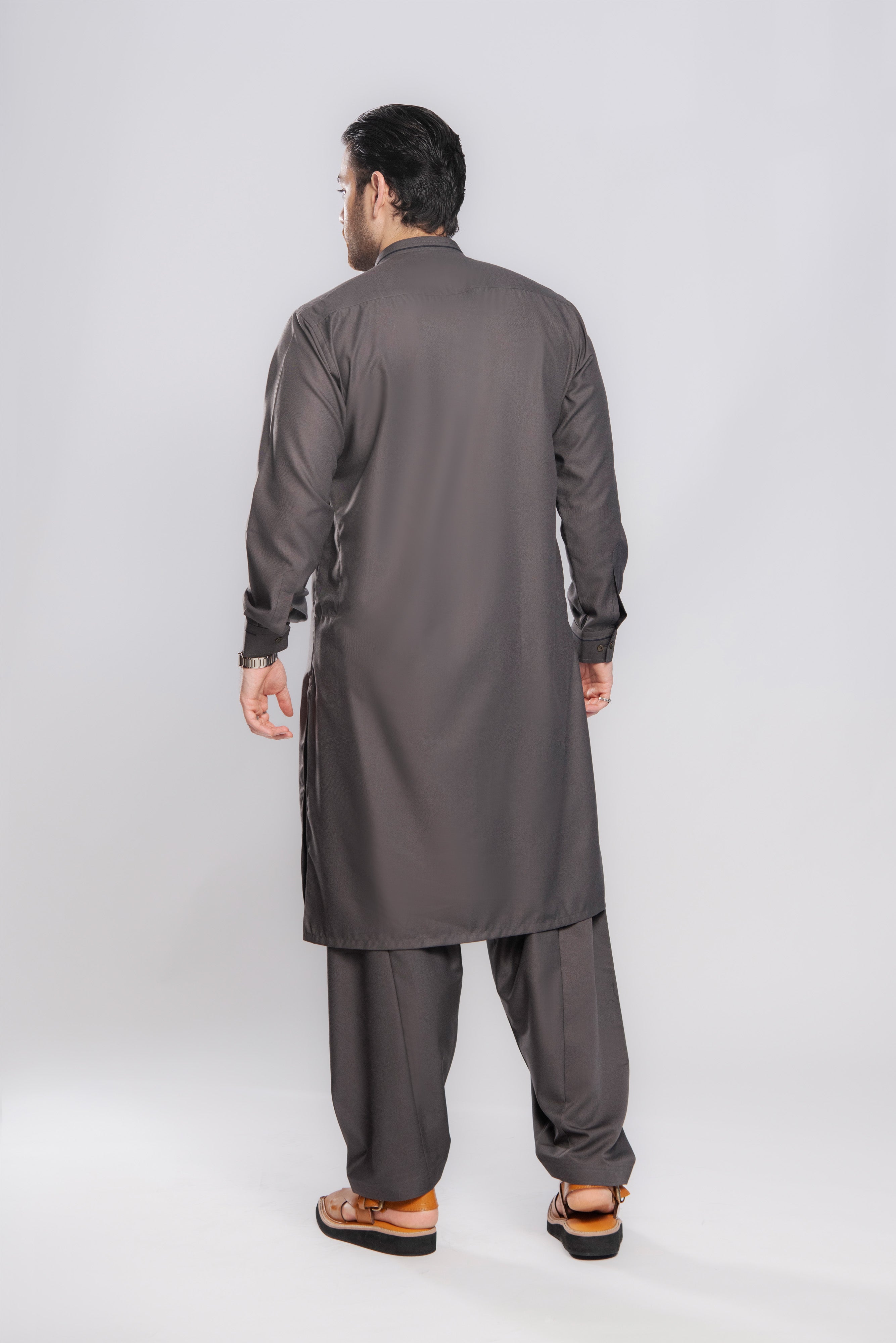 Subtle Frost Shalwar Kameez - Dark Grey | Kaptan