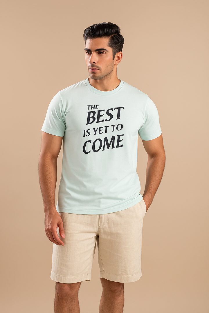 Men Basic Graphic Tees - Ice Blue