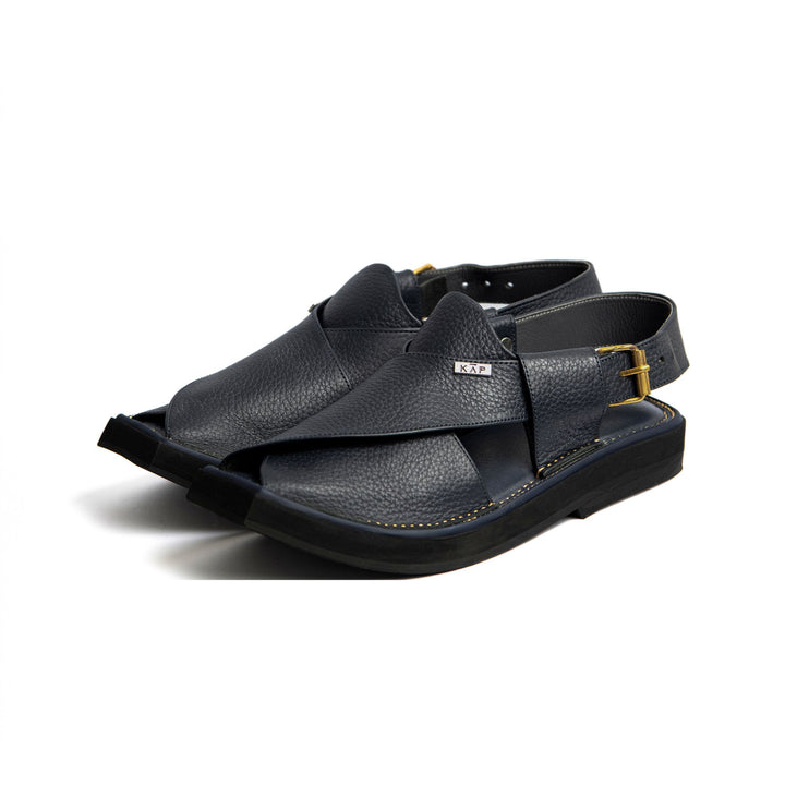 Walkway - Luxurious Grain Leather Kaptan Chappal (Blue)