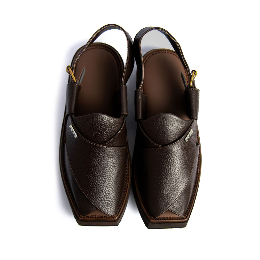 Walkway Luxurious Grain Leather Kaptan Chappal (Brown)