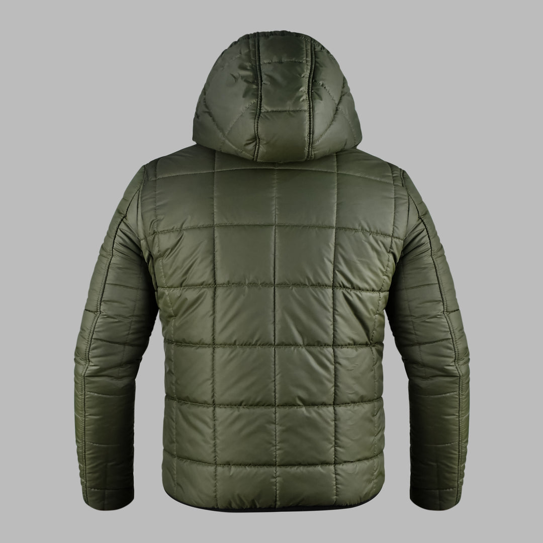 Mens Puffer Jacket Hooded - Olive Green | Kaptan