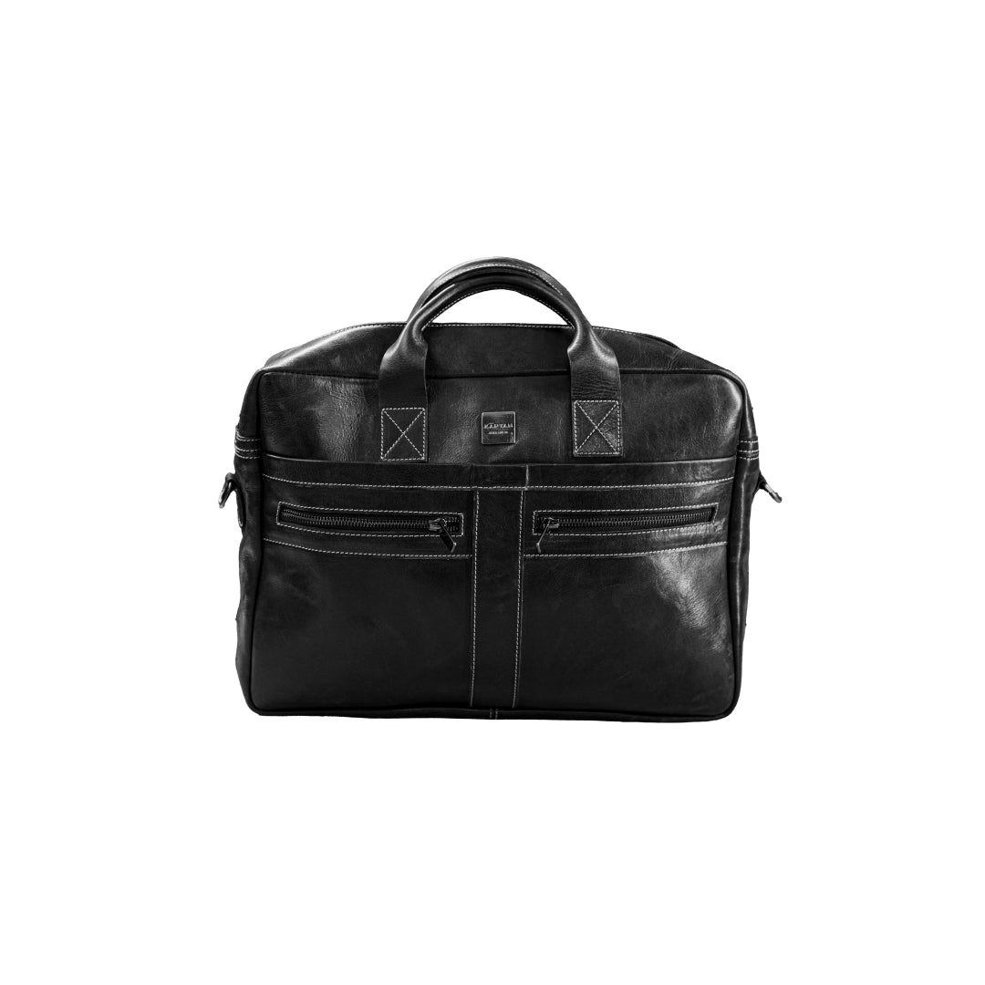 Vintage Executive Leather Briefcase - Black