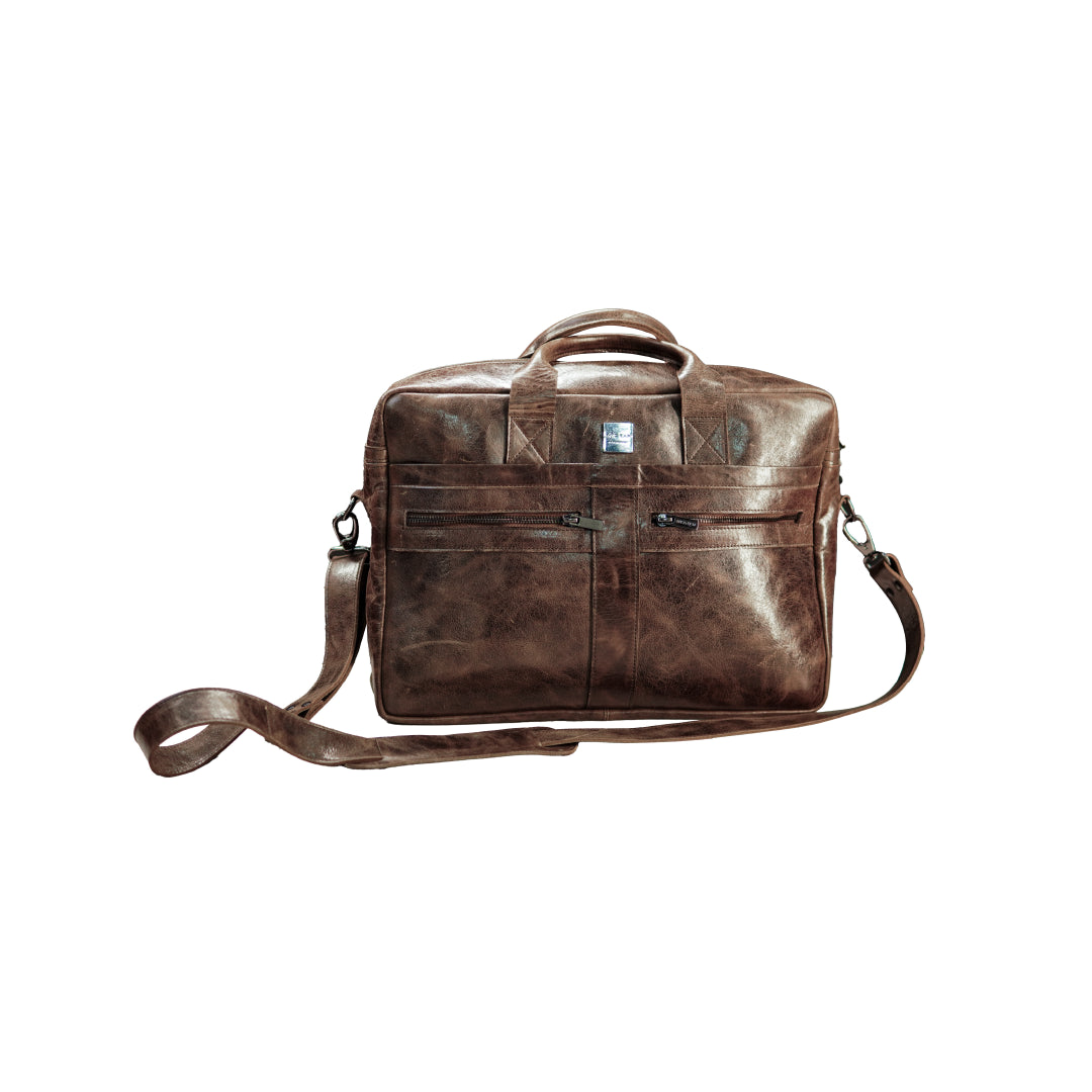 Vintage Executive Leather Briefcase - Rust