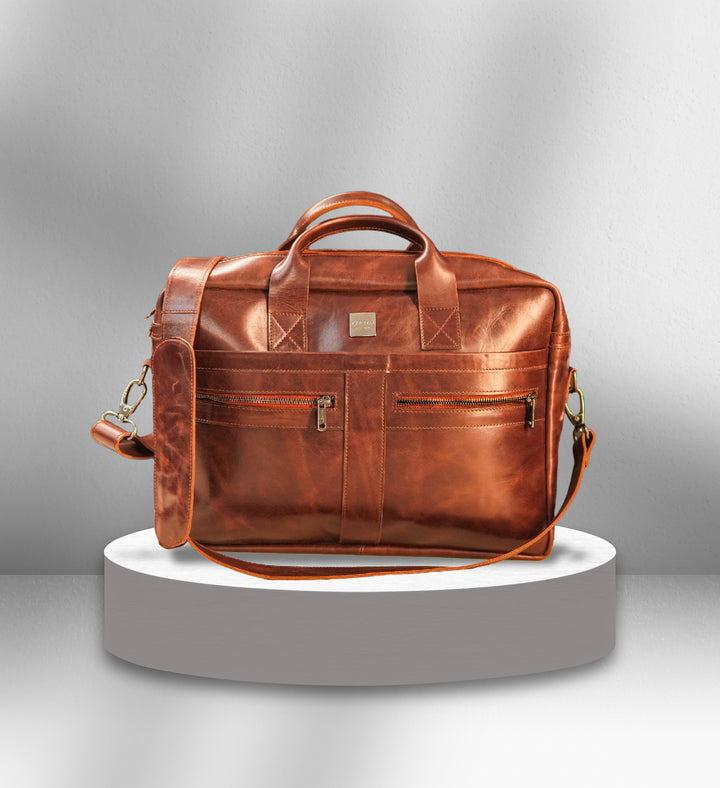 Vintage Executive Leather Briefcase - Burgundy