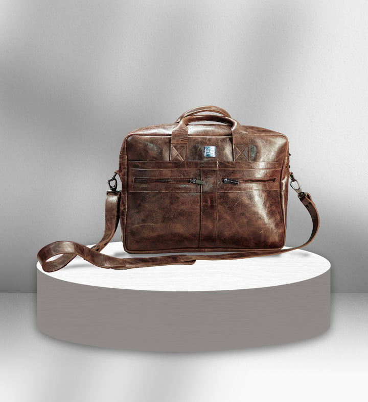 Vintage Executive Leather Briefcase - Rust