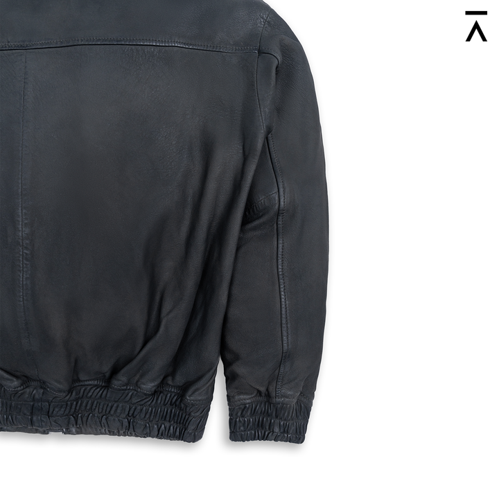 Luxe Black Bomber Leather Jacket