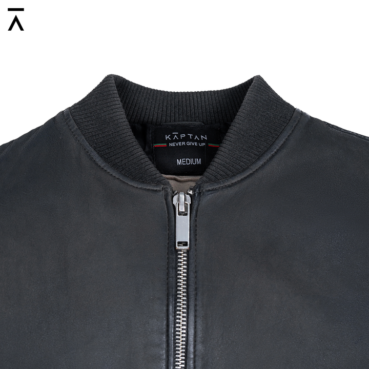 Luxe Black Bomber Leather Jacket
