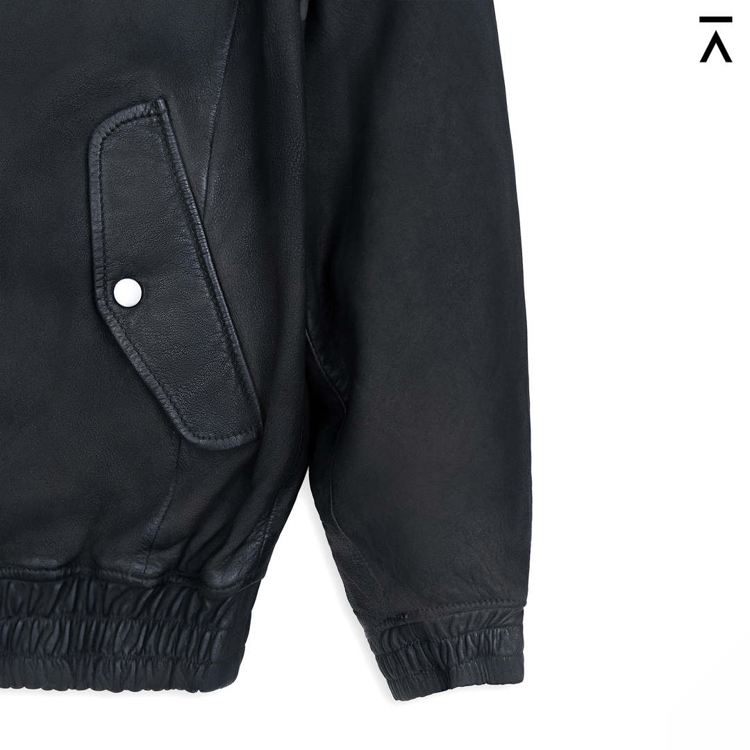 Luxe Black Bomber Leather Jacket