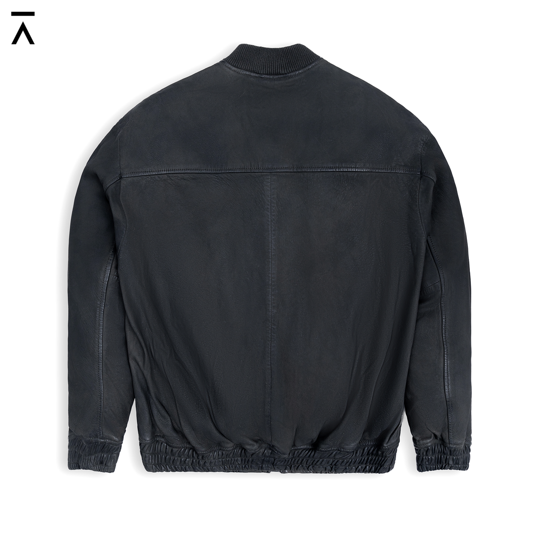 Luxe Black Bomber Leather Jacket