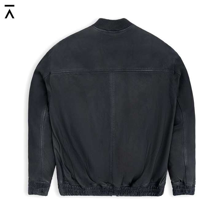 Luxe Black Bomber Leather Jacket