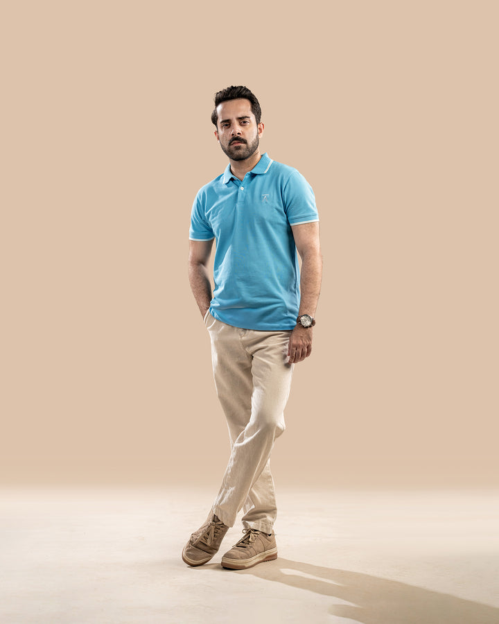 Sky Blue with White Tipping Polo