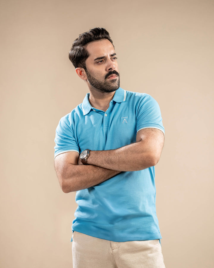 Sky Blue with White Tipping Polo