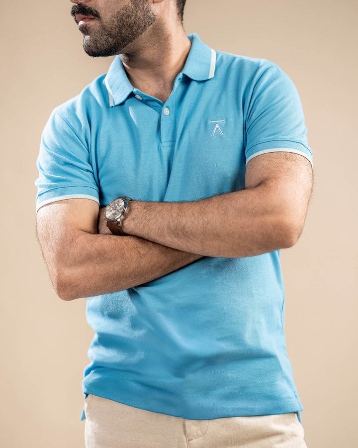 Sky Blue with White Tipping Polo