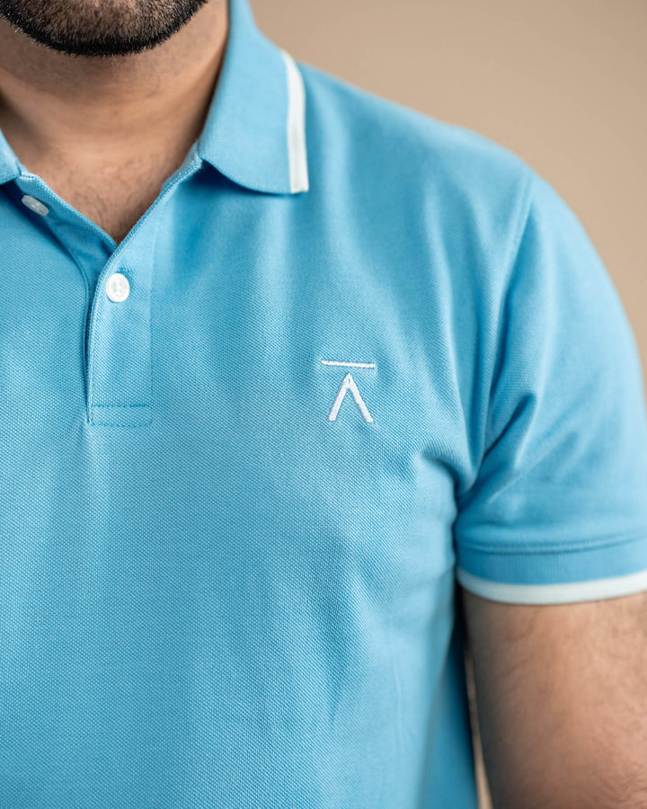 Sky Blue with White Tipping Polo