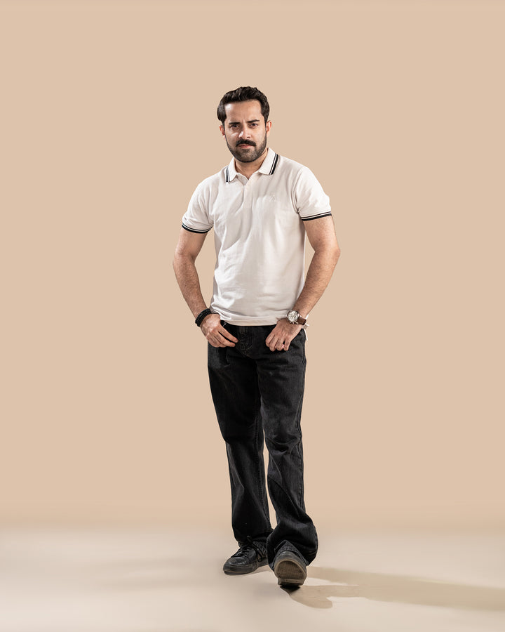 White with Black Tipping Polo