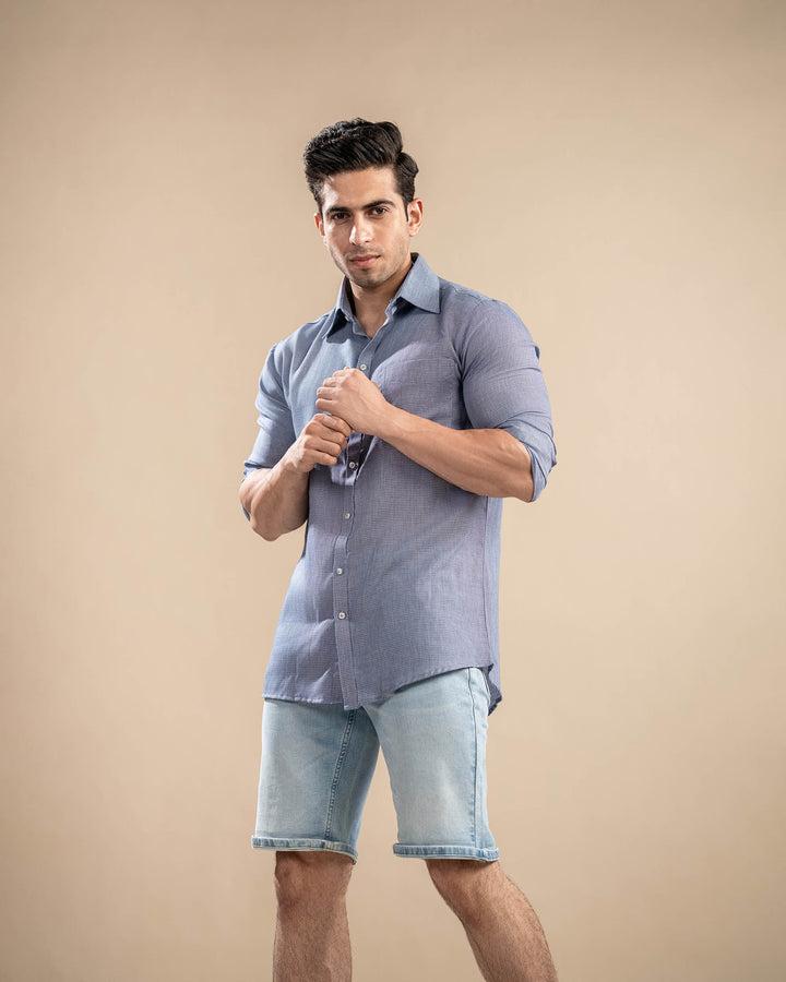 Blue Textured Shirt