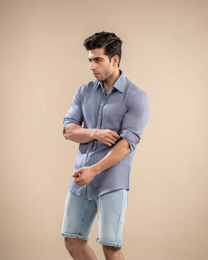 Blue Textured Shirt
