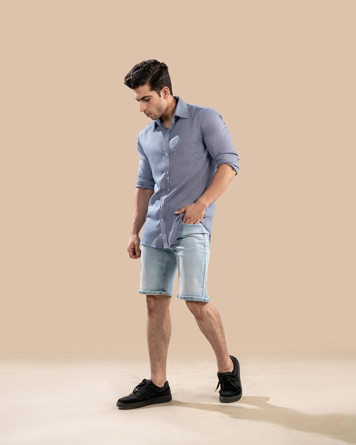 Blue Textured Shirt