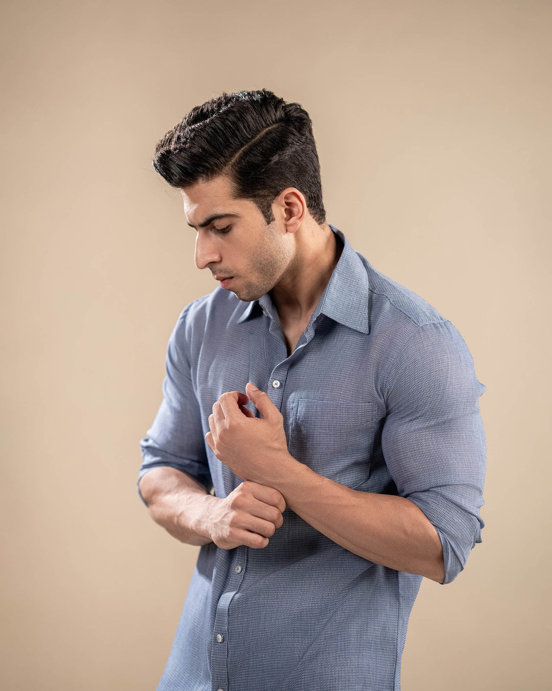 Blue Textured Shirt