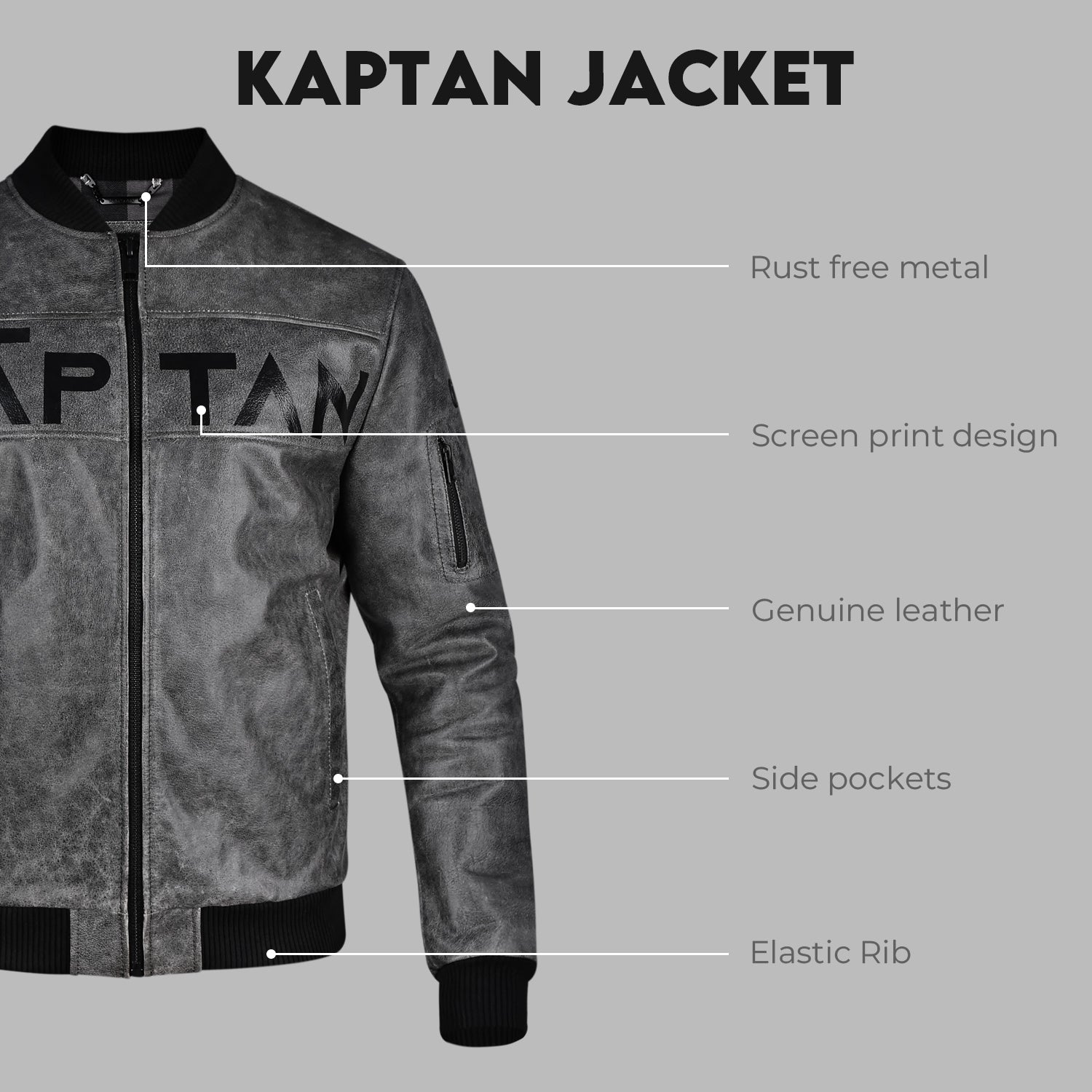 Iron Edge Bomber Jacket - Charcoal grey | Kaptan